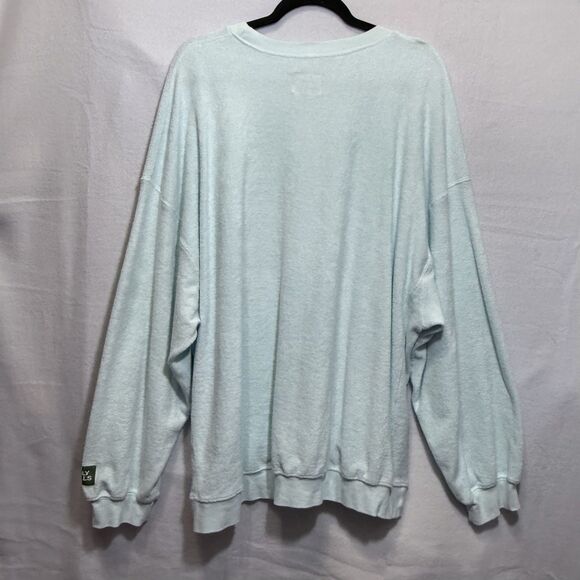 Daily Drills Oversized Crew Neck Terry Cloth Cozy Sweatshirt Surf Green Size M/L - Picture 2 of 10